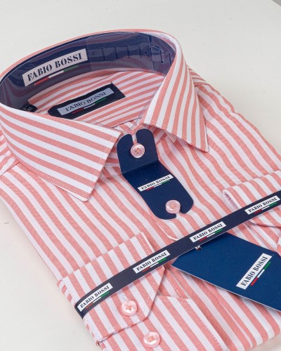 Chemise Homme Rayée Rose & Blanc – Élégance Moderne