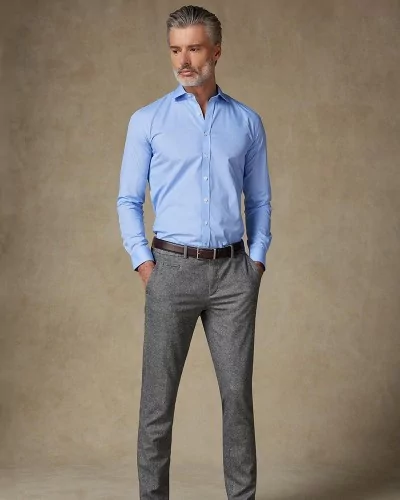 Chemise Homme Élégante en Twill Bleu