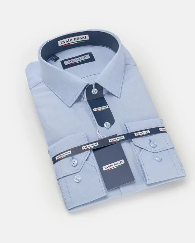 Chemise Homme Élégante en Twill Bleu