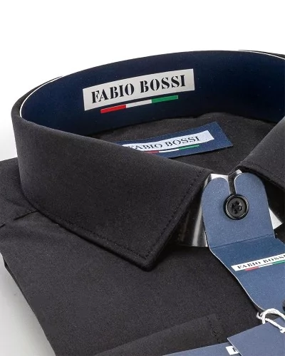 Chemise Homme Élégante en Twill Noir
