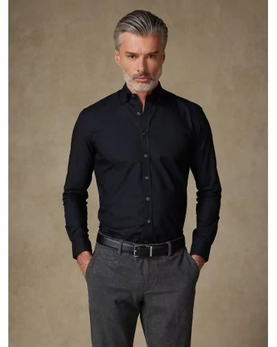 Chemise Homme Élégante en Twill Noir