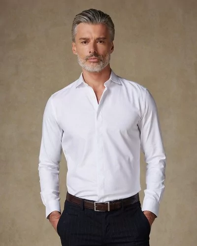 Chemise Homme Élégante en Twill Blanc