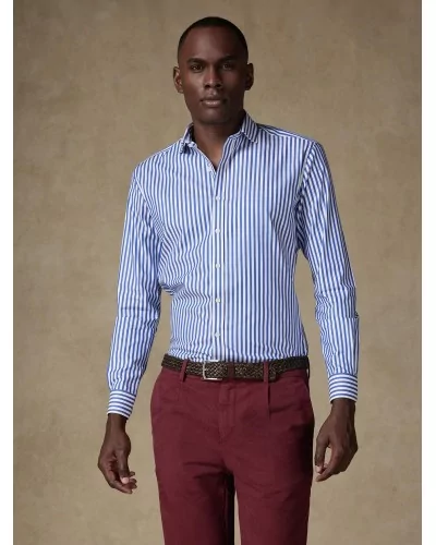 Chemise Homme Élégante à Rayures Bleues et Blanches