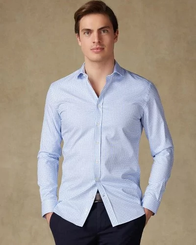 Chemise élégante en carreaux bleus