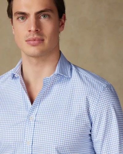 Chemise élégante en carreaux bleus