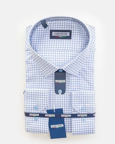 Chemise élégante en carreaux bleus