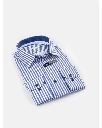 Homme Chemise En Twill Fin De Coupe Très Ajustée, À Rayures 43AC