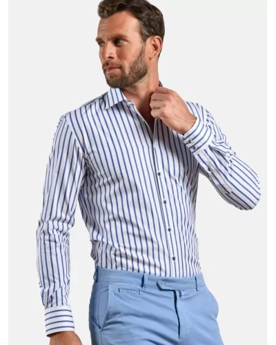 Homme Chemise En Twill Fin De Coupe Très Ajustée, À Rayures 47CH