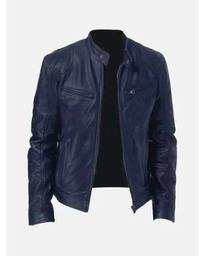 Veste en cuir avec fermeture éclair 66AC