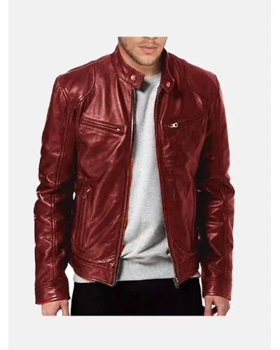 Veste en cuir avec fermeture éclair 65AC
