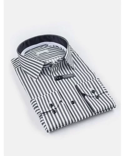Homme Chemise En Twill Fin De Coupe Très Ajustée, À Rayures 47CH