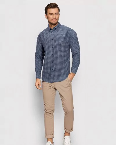 Chemise casual en flanelle à carreaux pour hommes